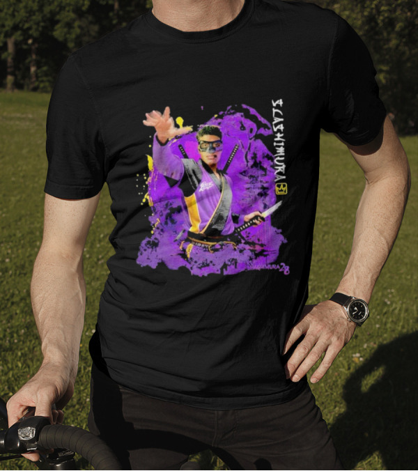 Rui Slashimura 28 Purple Warrior With Mask And Swords T-Shirt