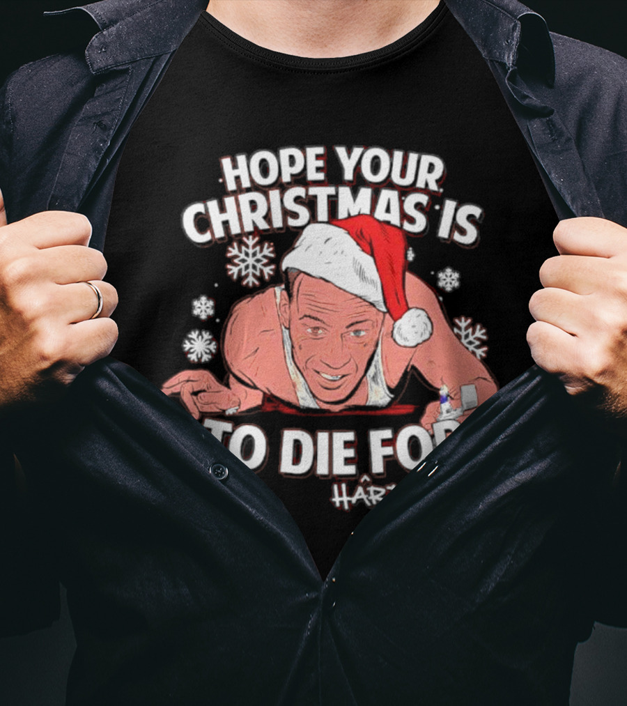 Hope Your Christmas Is To Die Hard Snowflakes Santa Hat Candle T-Shirt