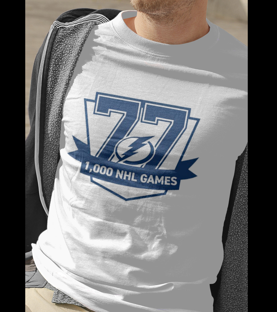 Tampa Bay Lightning 77 1000 NHL Games T-Shirt