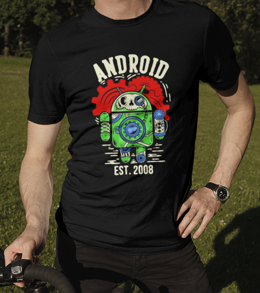 Android Steampunk Robot Skull Gear EST. 2008 T-Shirt