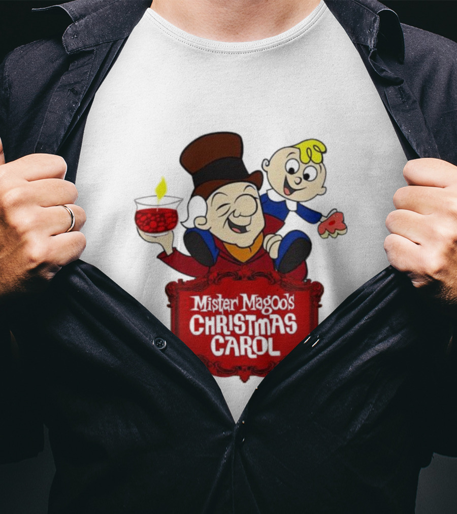 Mister Magoo's Christmas Carol Cartoon Illustration With Festive Characters T-Shirt