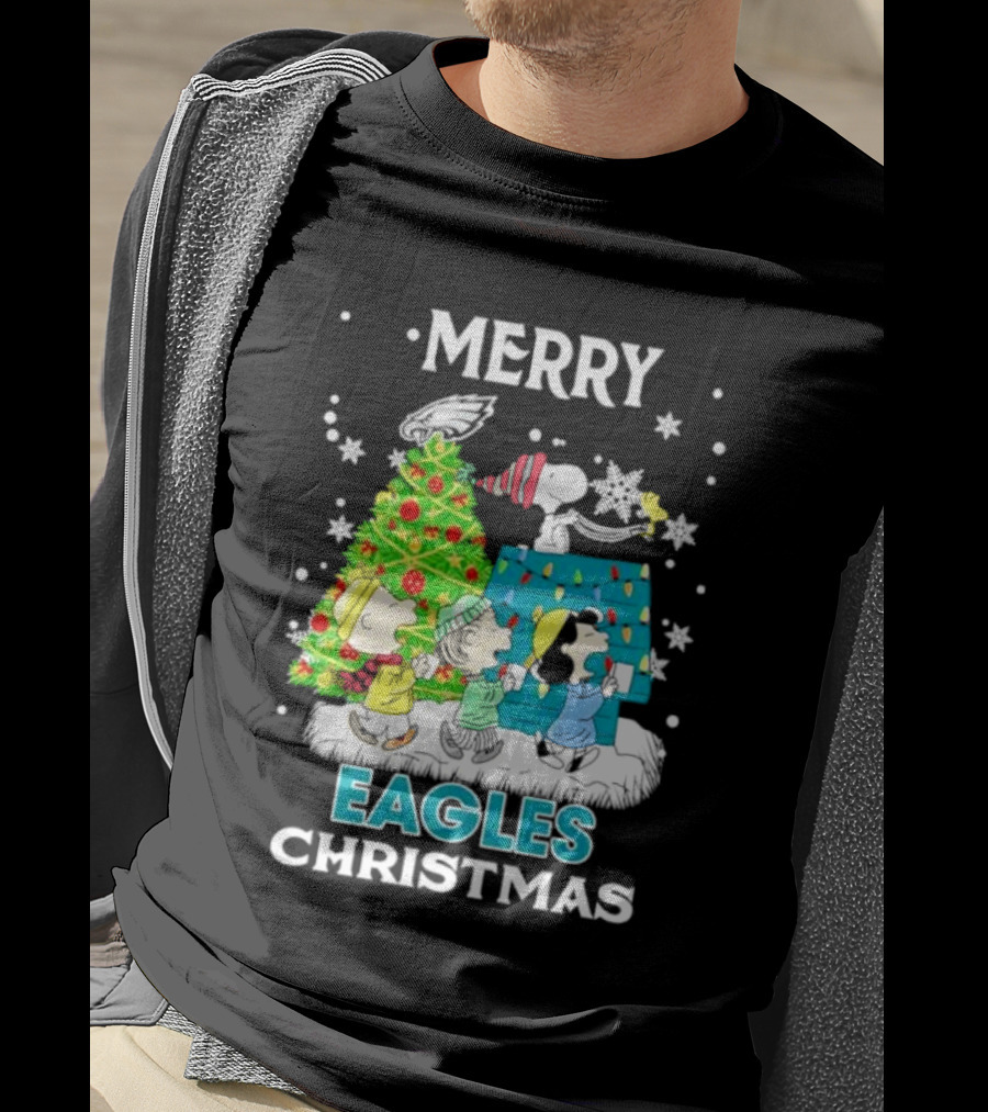 Merry Peanuts Eagles Christmas Holiday T-Shirt