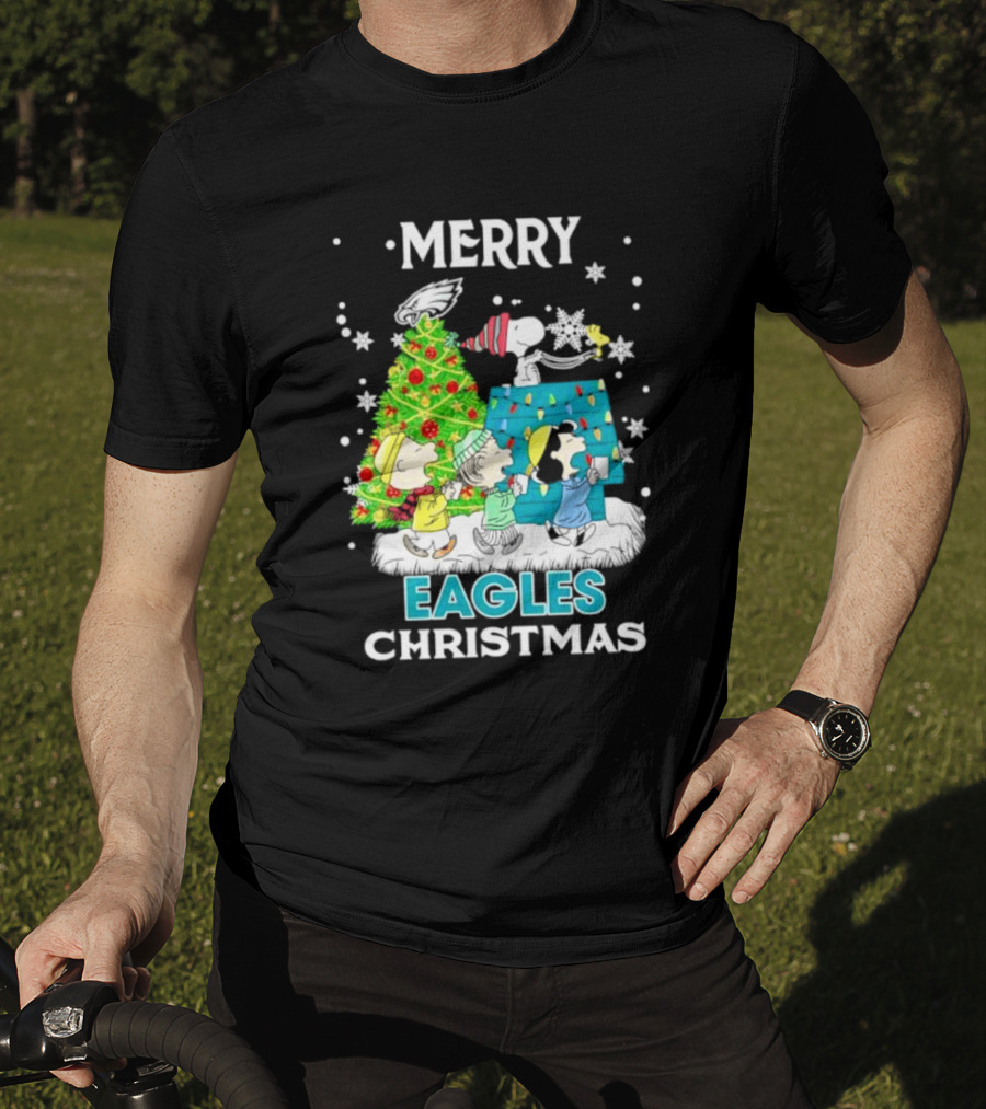 Merry Peanuts Eagles Christmas Holiday T-Shirt