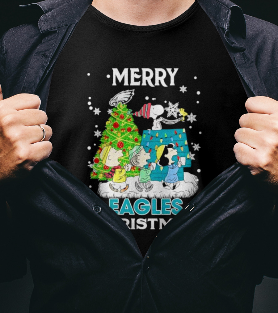 Merry Peanuts Eagles Christmas Holiday T-Shirt