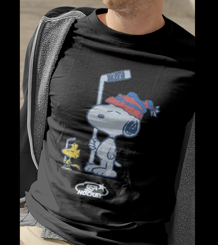 Snoopy Woodstock Peanuts USA Hockey T-Shirt