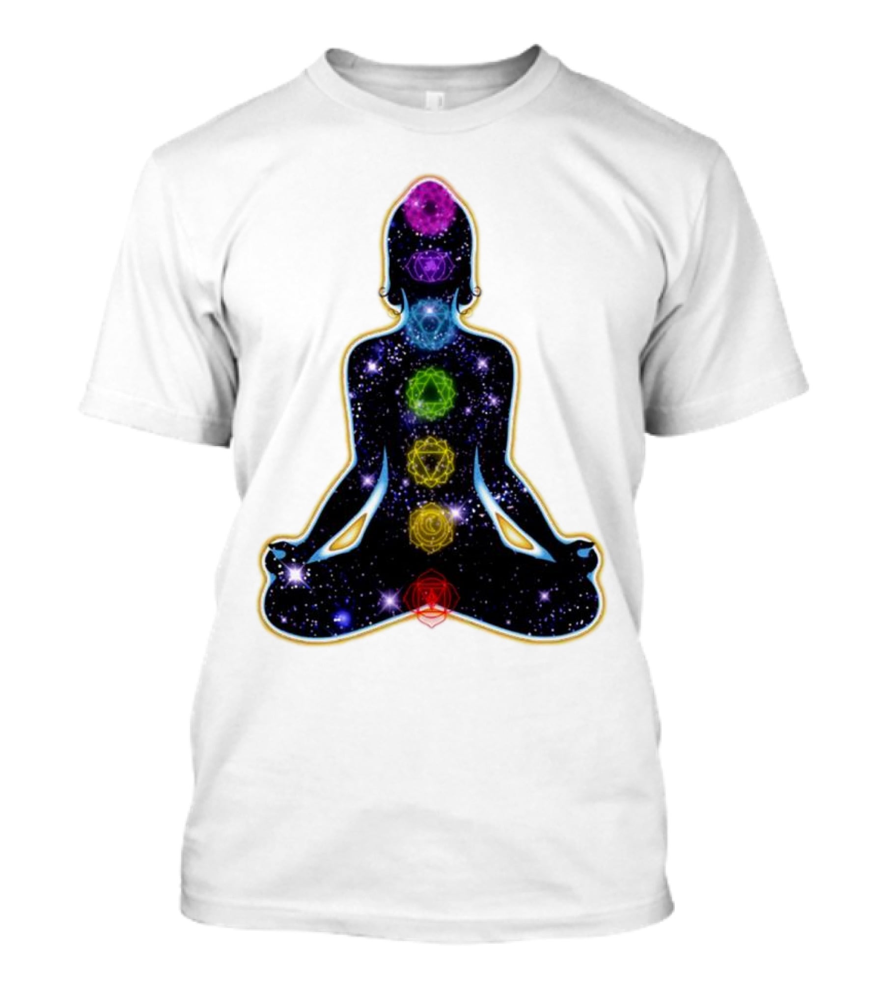 Rainbow Chakras Galaxy Meditation Christmas T-Shirt