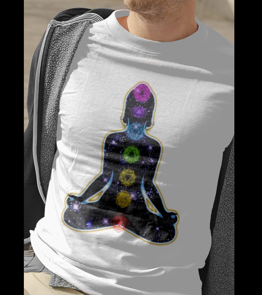 Rainbow Chakras Galaxy Meditation Christmas T-Shirt