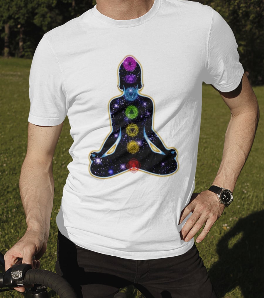 Rainbow Chakras Galaxy Meditation Christmas T-Shirt