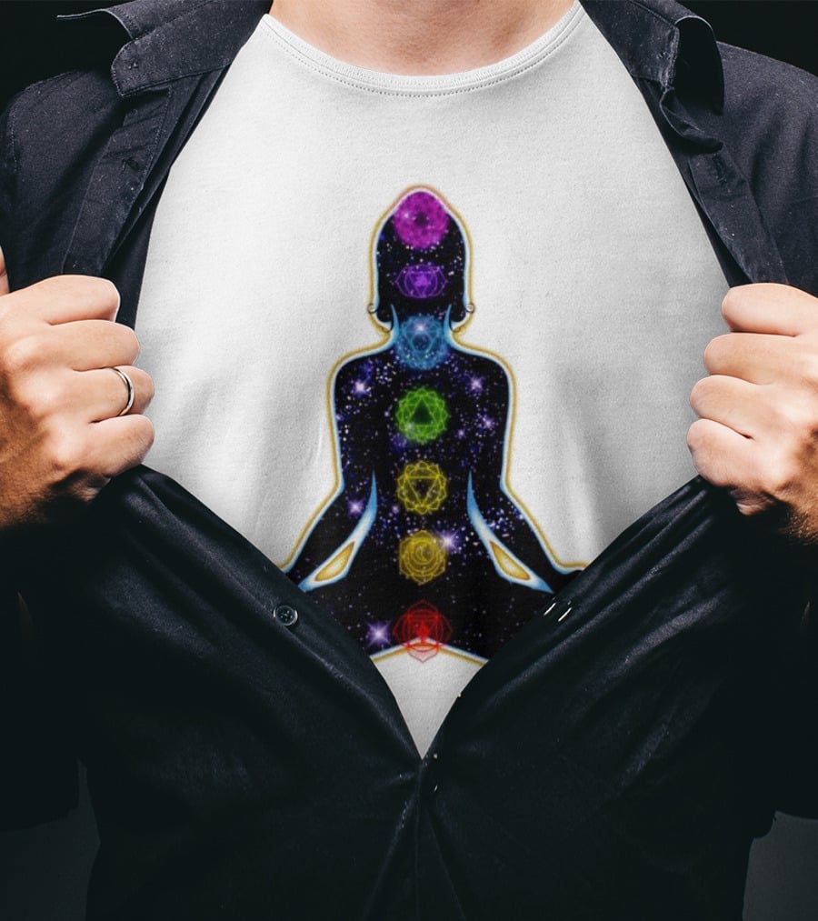 Rainbow Chakras Galaxy Meditation Christmas T-Shirt