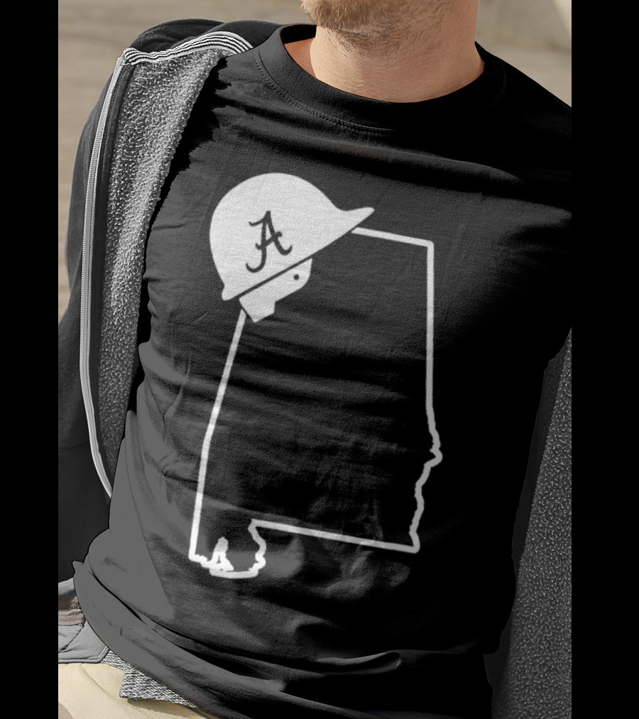 Alabama State Outline With A Logo Helmet Design New T-Shirt