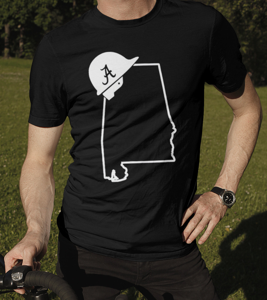 Alabama State Outline With A Logo Helmet Design New T-Shirt