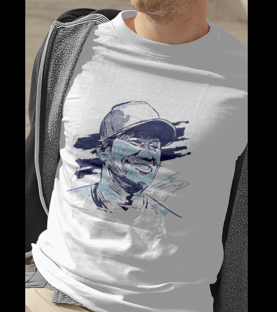 Shohei Ohtani Sketch Portrait Blue Brushstroke T-Shirt