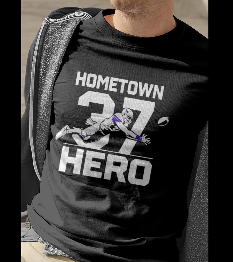 Washington Huskies Hometown Hero 37 Football Icon Jack Westover T-Shirt