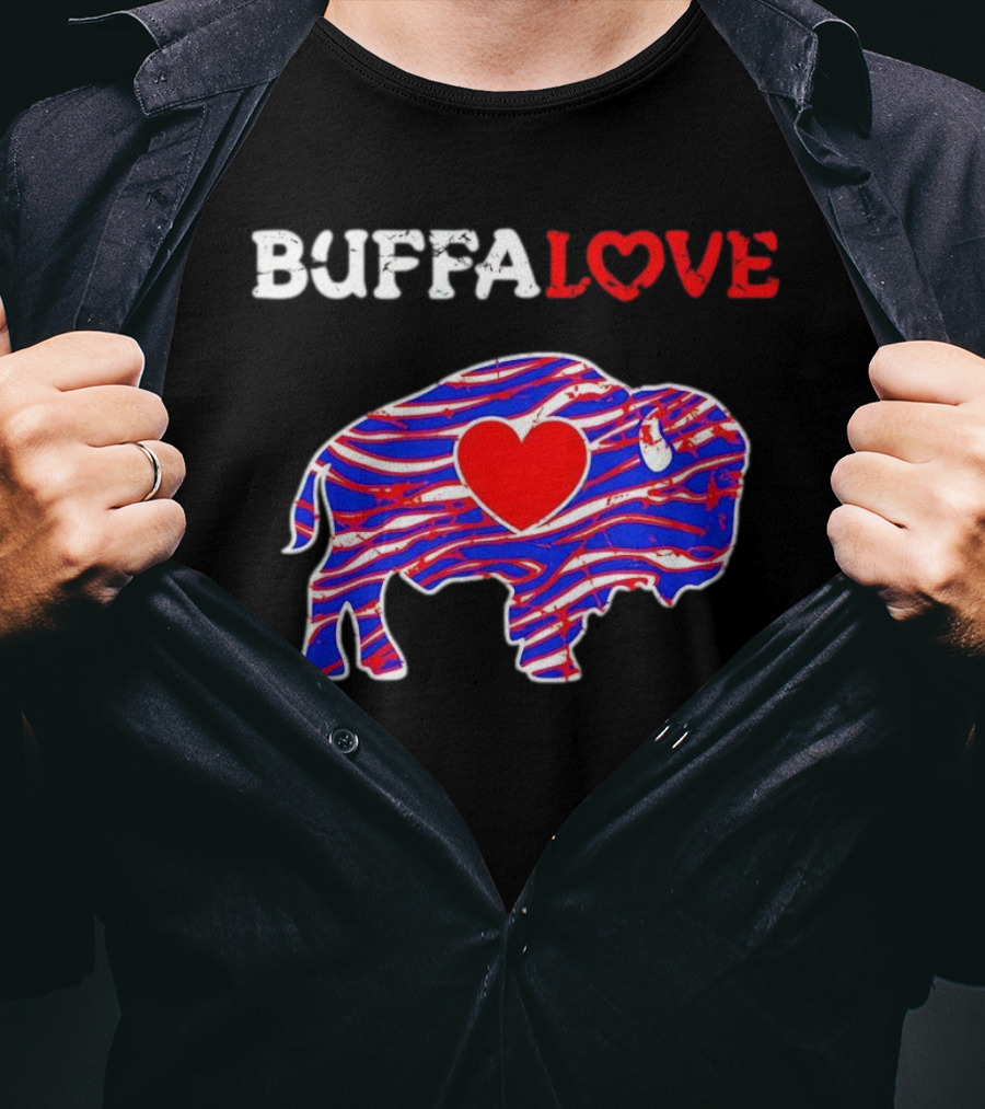 Buffalo Bills Buffalove Heart Logo With Red White Blue Buffalo T-Shirt