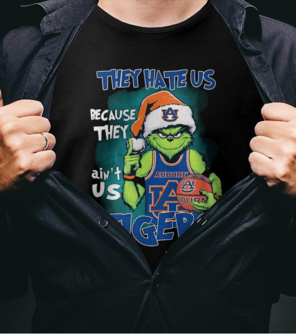 Auburn Tigers Grinch They Hate Us Because They Ain’t Us Santa Hat Basketball T-Shirt