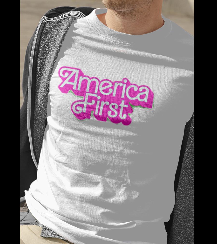 America First Barbie Style Pink Font T-Shirt