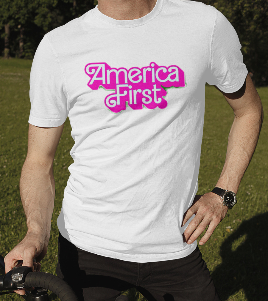 America First Barbie Style Pink Font T-Shirt