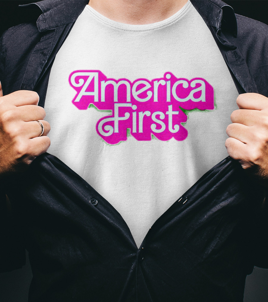 America First Barbie Style Pink Font T-Shirt