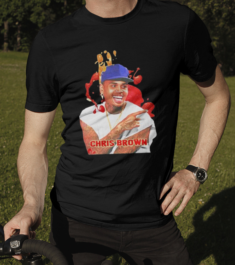 CHRIS BROWN Essential Red Splash Art Happy Pose T-Shirt