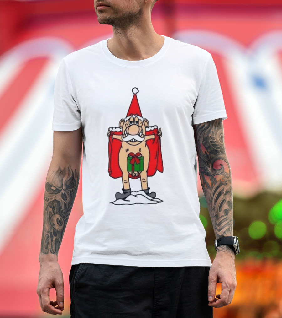 Christmas Santa Gnome with Naughty Gift and Hat T-Shirt