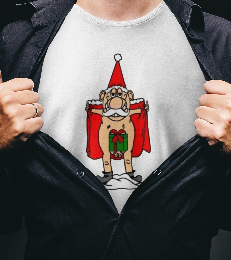 Christmas Santa Gnome With Naughty Gift And Hat T-Shirt