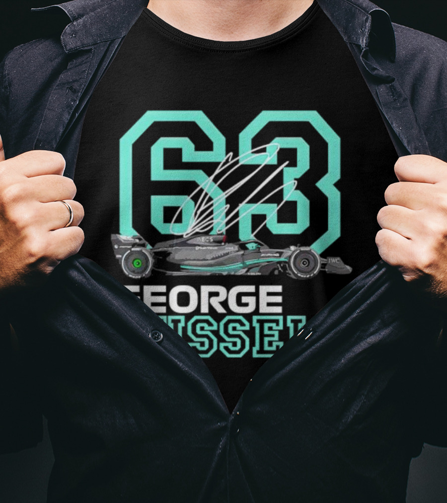 George Russell 63 Signature Formula 1 Car Racing T-Shirt
