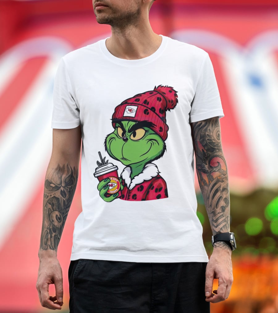 Grinch Kansas City Chiefs Leopard Print Coffee Cup T-Shirt