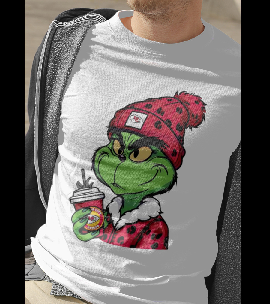 Grinch Kansas City Chiefs Leopard Print Coffee Cup T-Shirt