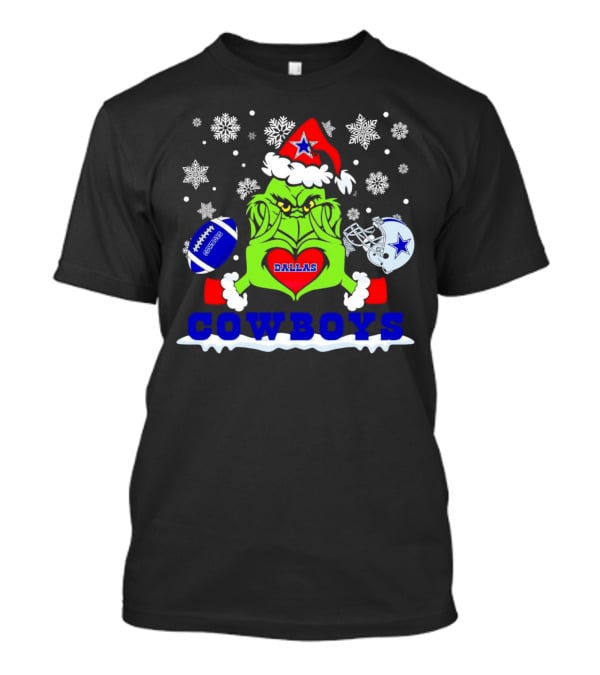 Grinch Dallas Cowboys Christmas Football Snowflakes T-Shirt