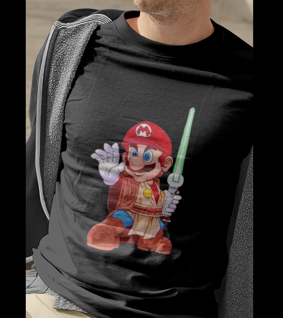 Mario Jedi Star Wars Crossover With Lightsaber T-Shirt