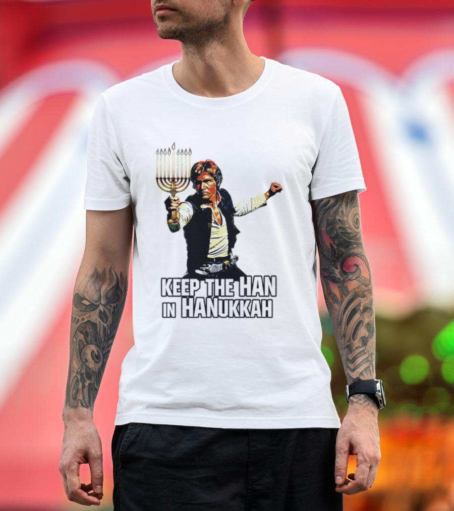 Keep the Han in Hanukkah Menorah Lightsaber T-Shirt