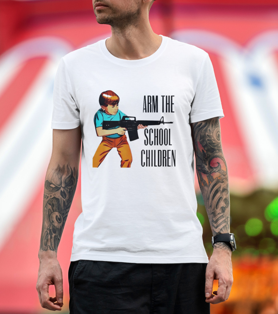 Arm the School Children Vintage Style Boy with Rifle T-Shirt