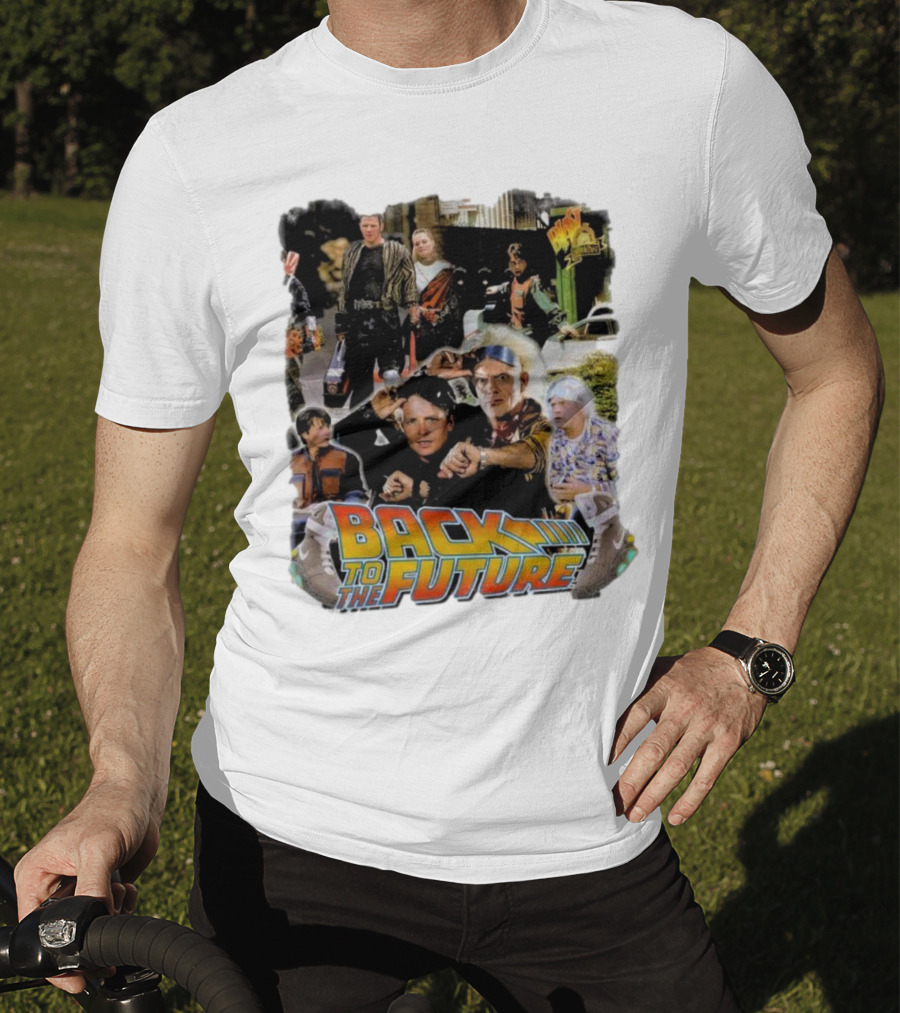Back To The Future Movie Collage Iconic Characters And Scenes T-Shirt