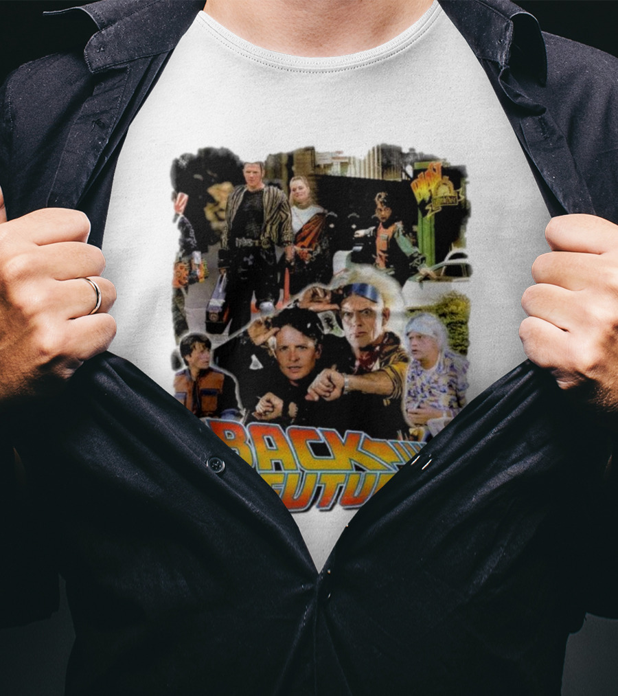 Back To The Future Movie Collage Iconic Characters And Scenes T-Shirt