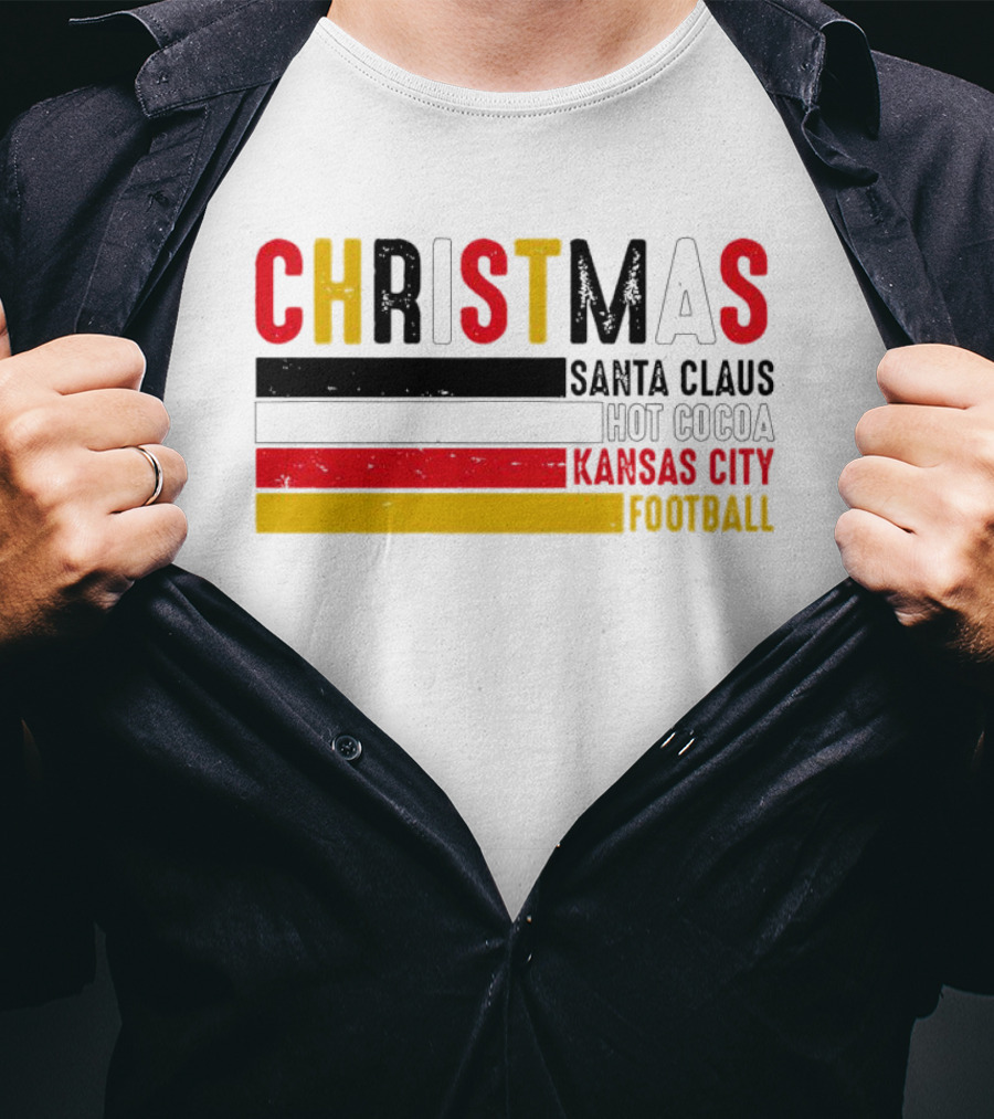 Christmas Santa Claus Hot Cocoa Kansas City Football T-Shirt