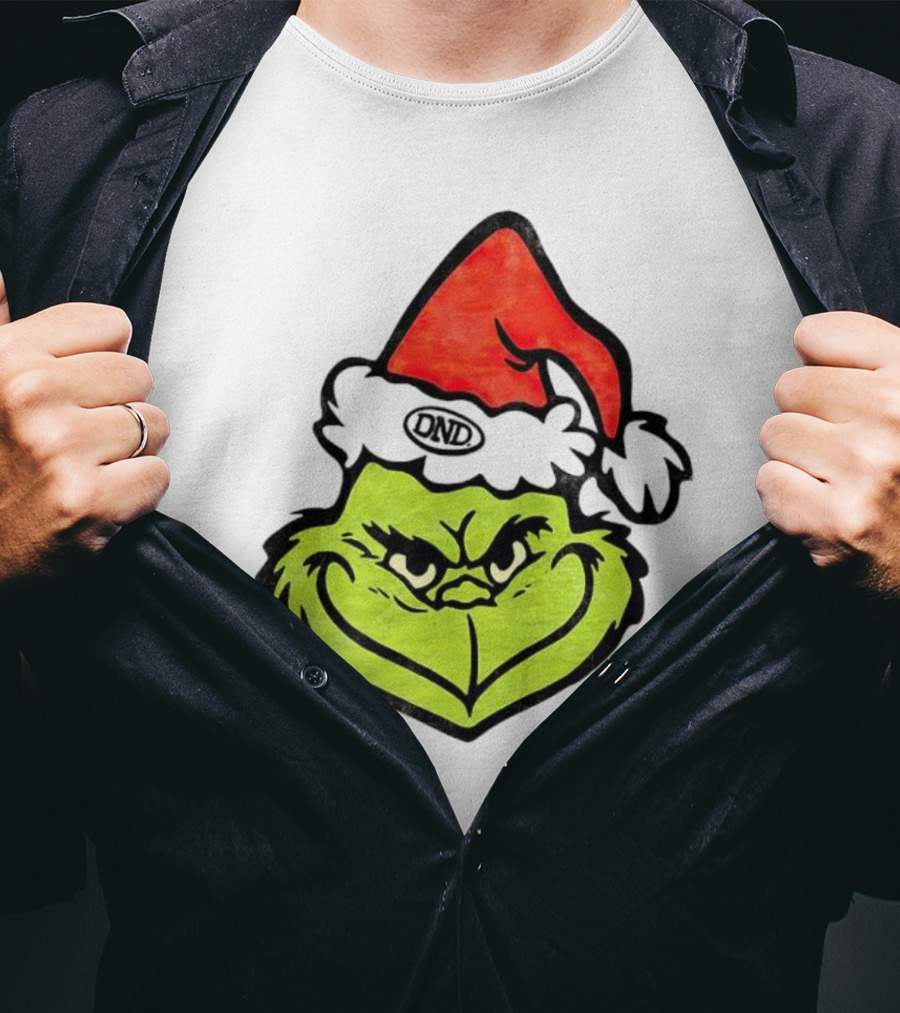 Grinch Christmas DND Santa Hat Image T-Shirt