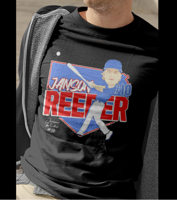 Janson Reeder #10 Baseball Cartoon Map Signature T-Shirt