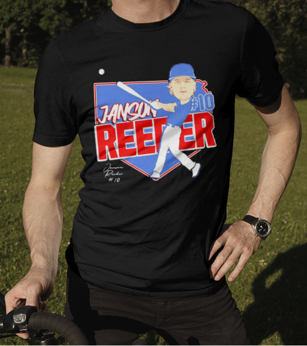 Janson Reeder #10 Baseball Cartoon Map Signature T-Shirt