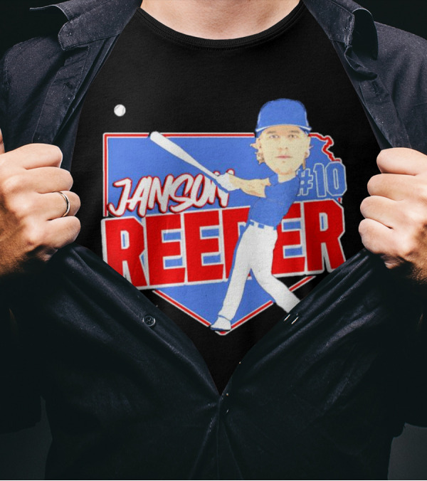 Janson Reeder #10 Baseball Cartoon Map Signature T-Shirt