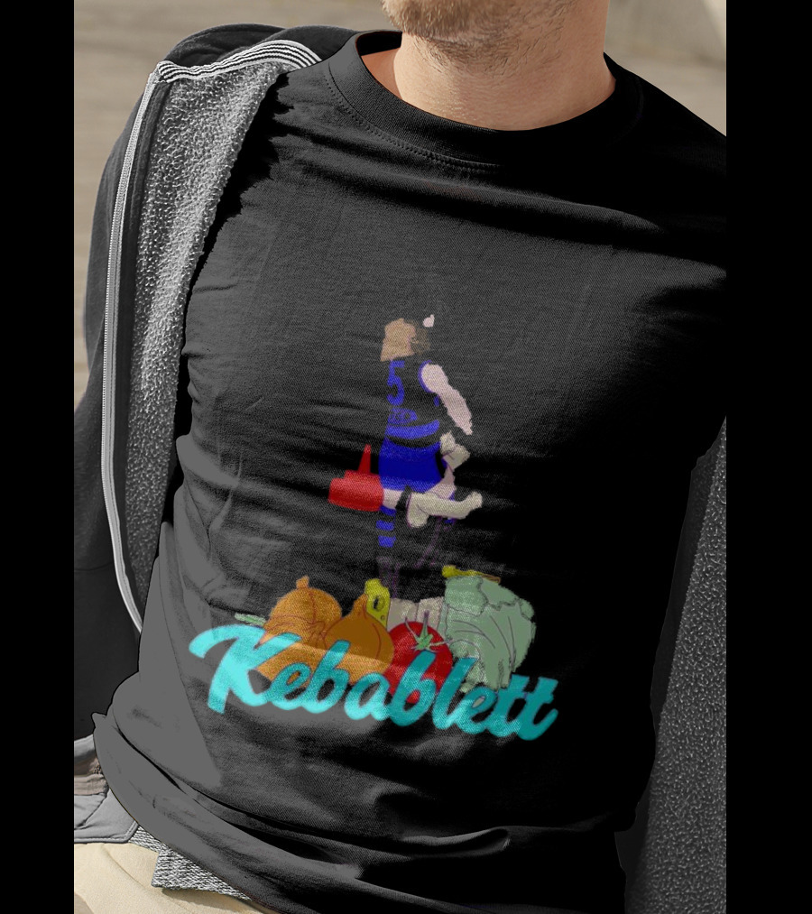 Kebablett Jumping Sports Cartoon With Ingredients T-Shirt