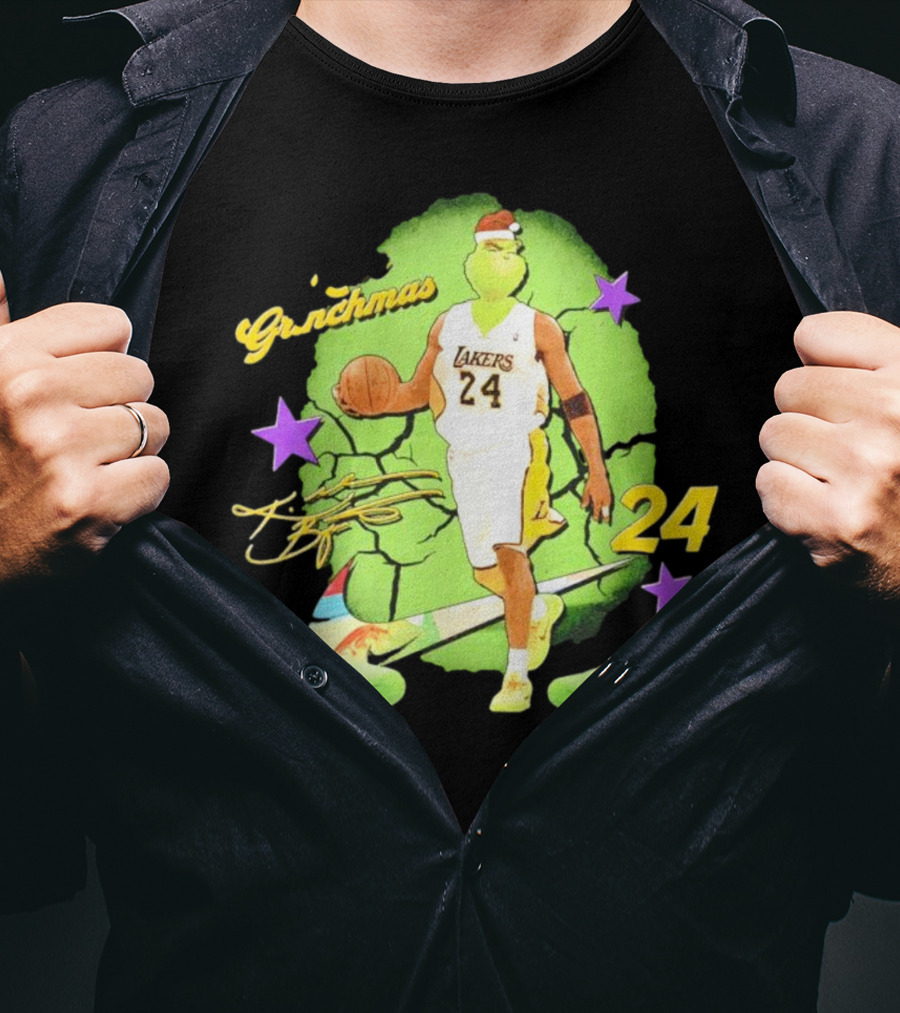 Lakers 24 Grinchmas Kobe Bryant Sneakers T-Shirt