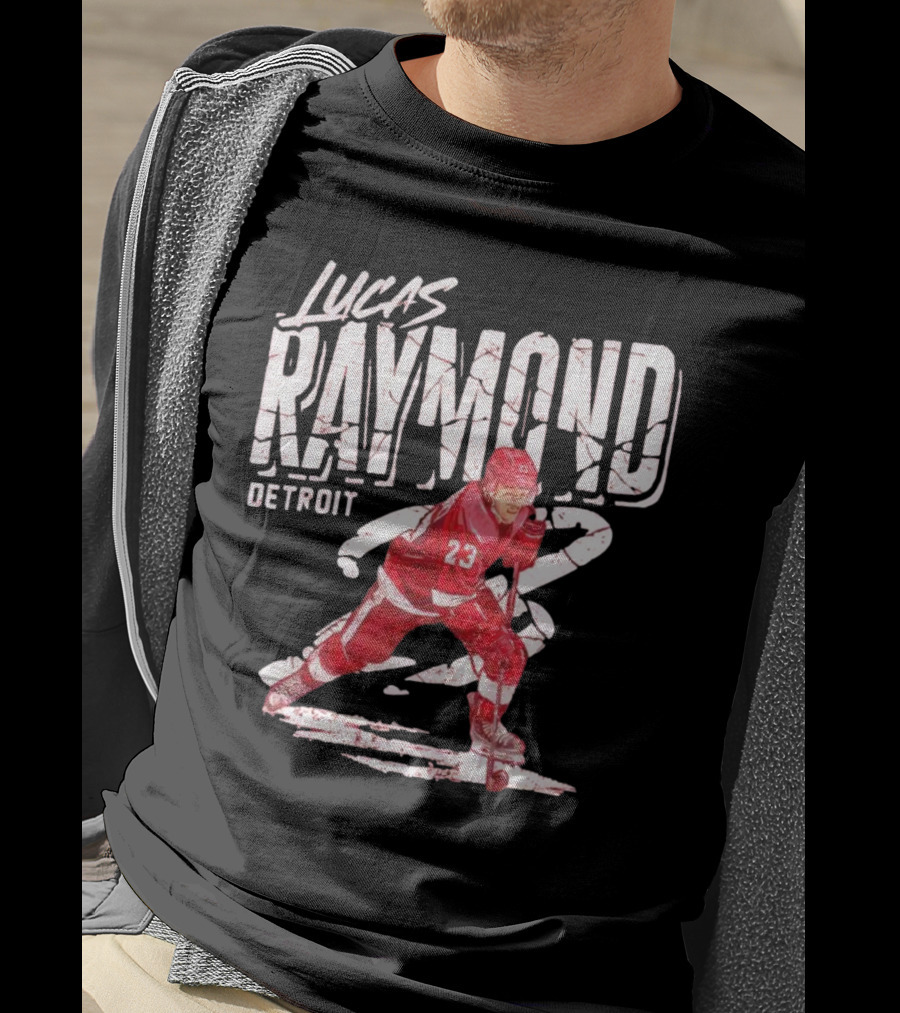 Lucas Raymond Detroit Hockey Player 23 Dynamic Action T-Shirt
