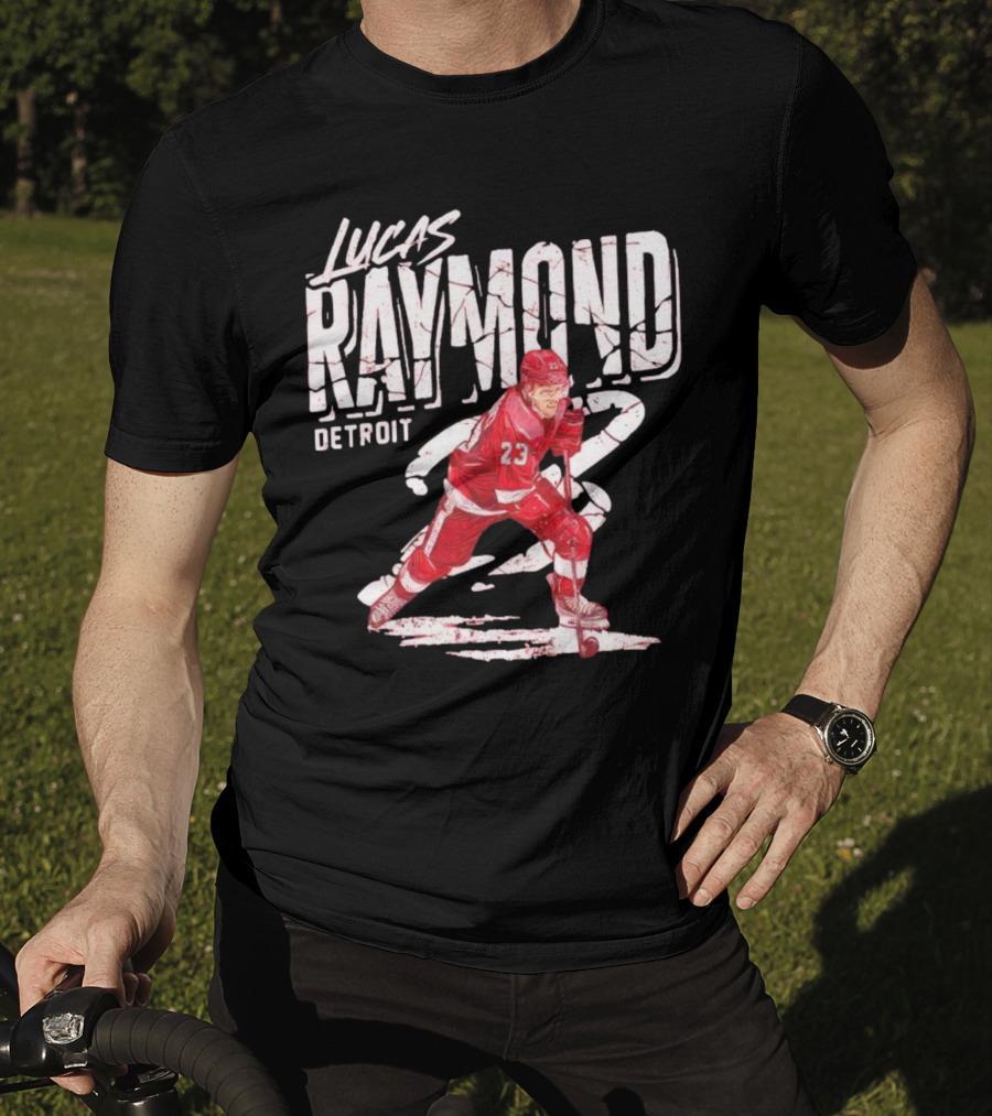 Lucas Raymond Detroit Hockey Player 23 Dynamic Action T-Shirt