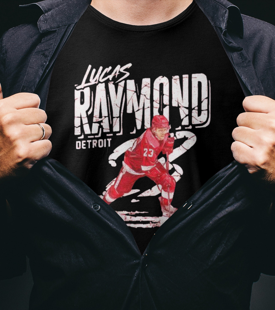 Lucas Raymond Detroit Hockey Player 23 Dynamic Action T-Shirt