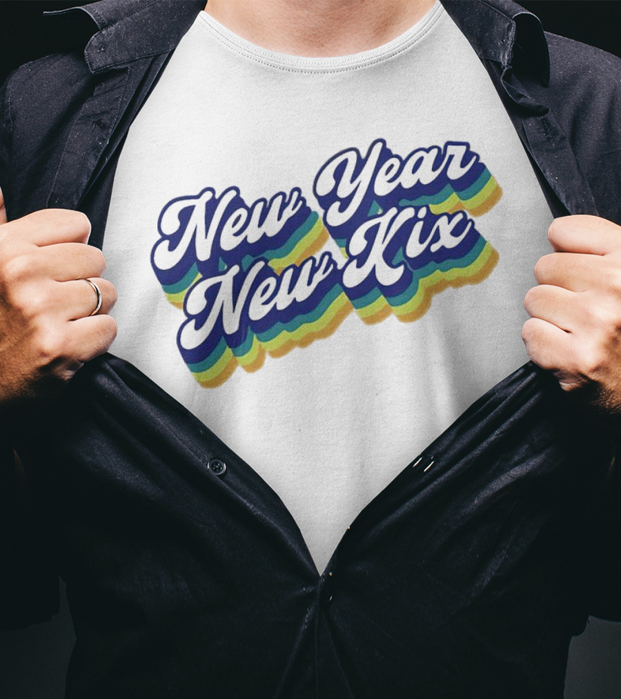 New Year New Kix Retro Colorful Script T-Shirt