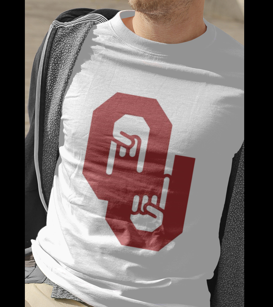 Oklahoma Sooners Logo With Horns Down Hand Gesture T-Shirt