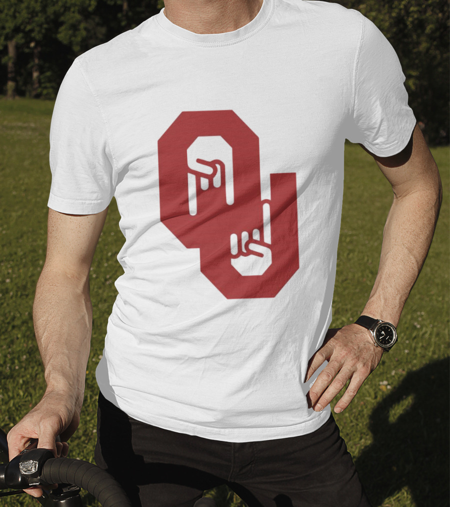 Oklahoma Sooners Logo With Horns Down Hand Gesture T-Shirt