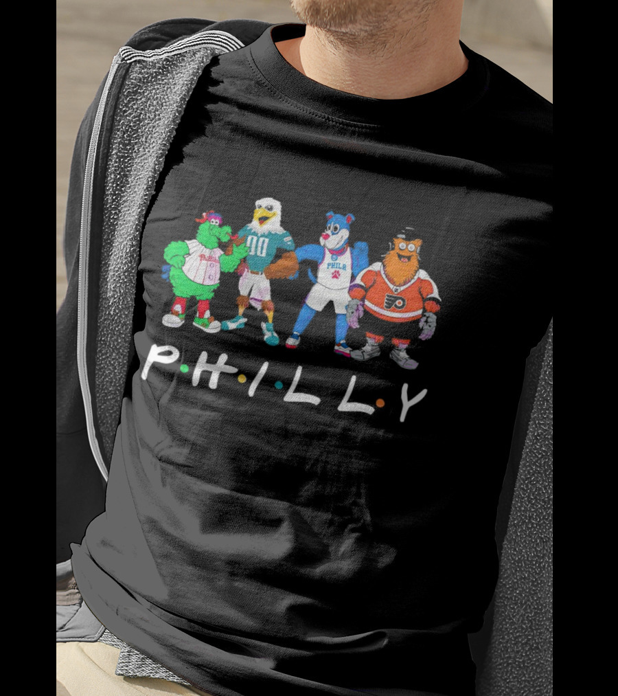PHILLY Sports Mascots Phillies Eagles 76ers Flyers T-Shirt