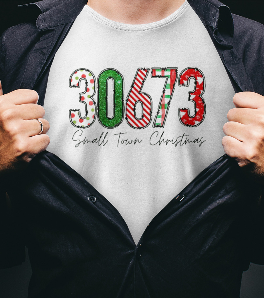 30673 Small Town Christmas Festive Numbers T-Shirt