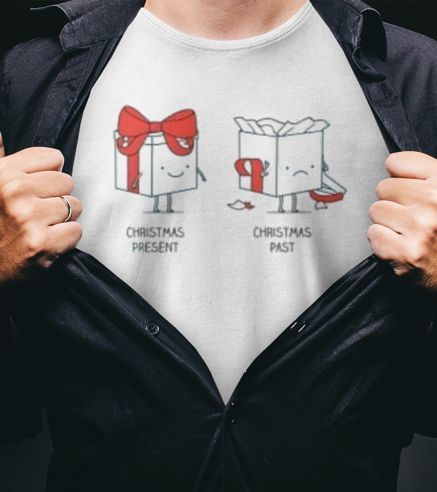 Christmas Present Christmas Past Box Characters With Bows And Expressions T-Shirt
